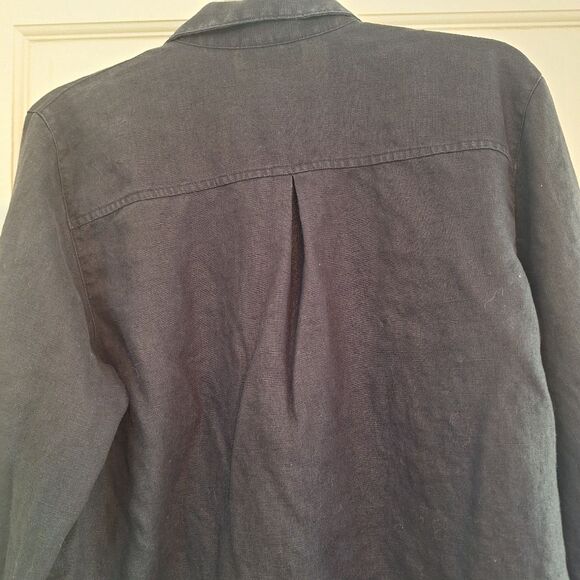 Style & Co 100% Linen Black Shirt Shacket Vintage Hong Kong Relaxed Fit size L - Picture 15 of 16